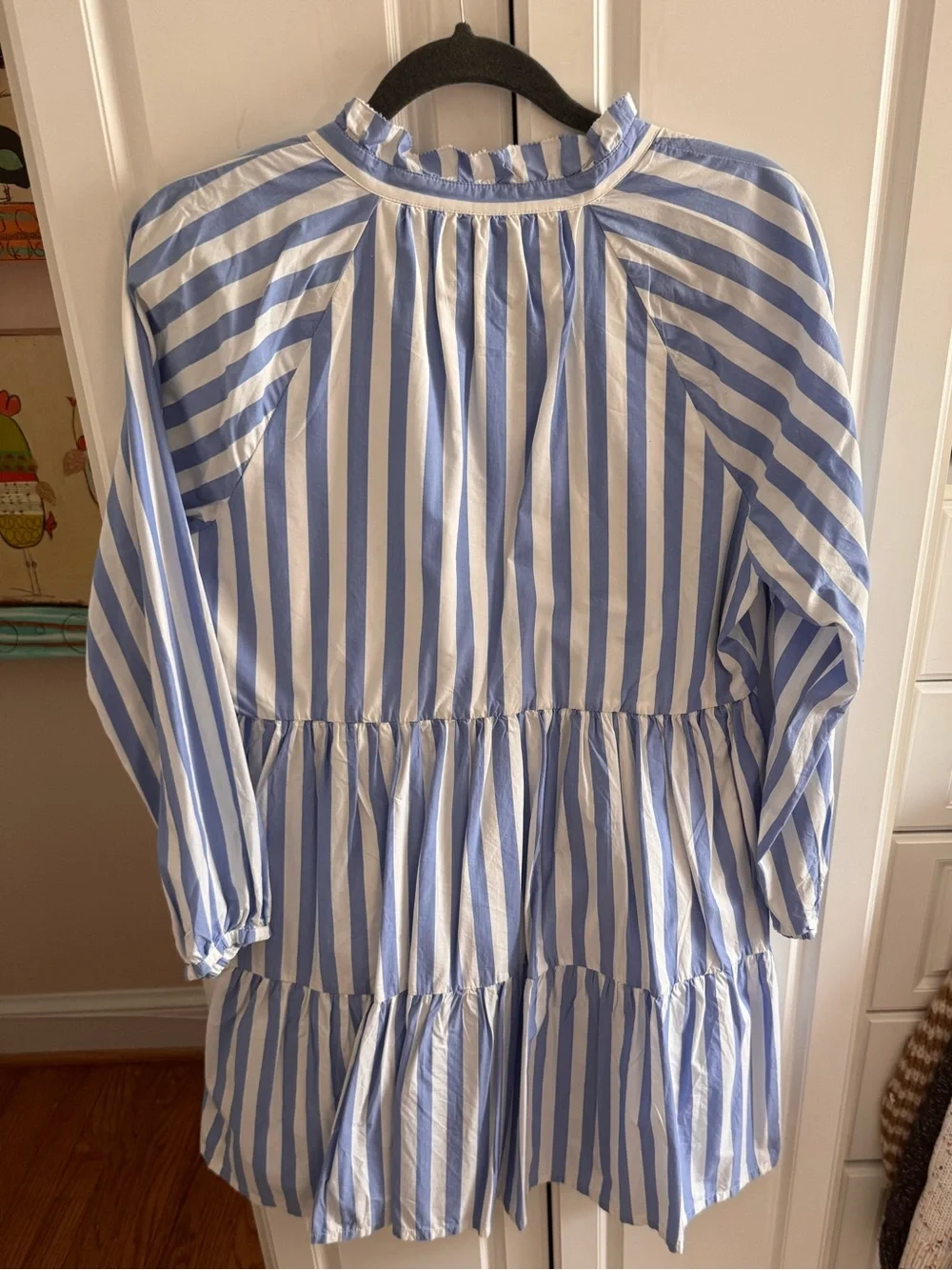 JCrew medium blue stripe tiered dress, like new